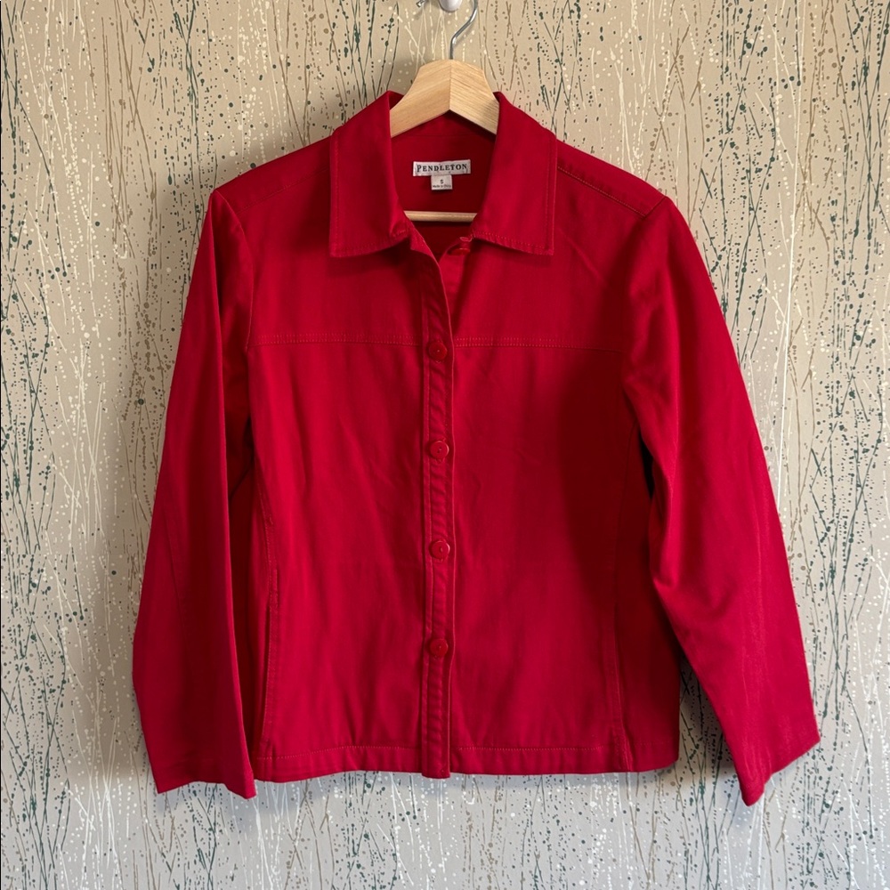 Pendleton Stretch Cotton Button Up Jacket Red Siz… - image 3
